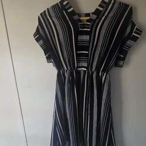 Monteau Navy and White Striped  Dress Size M